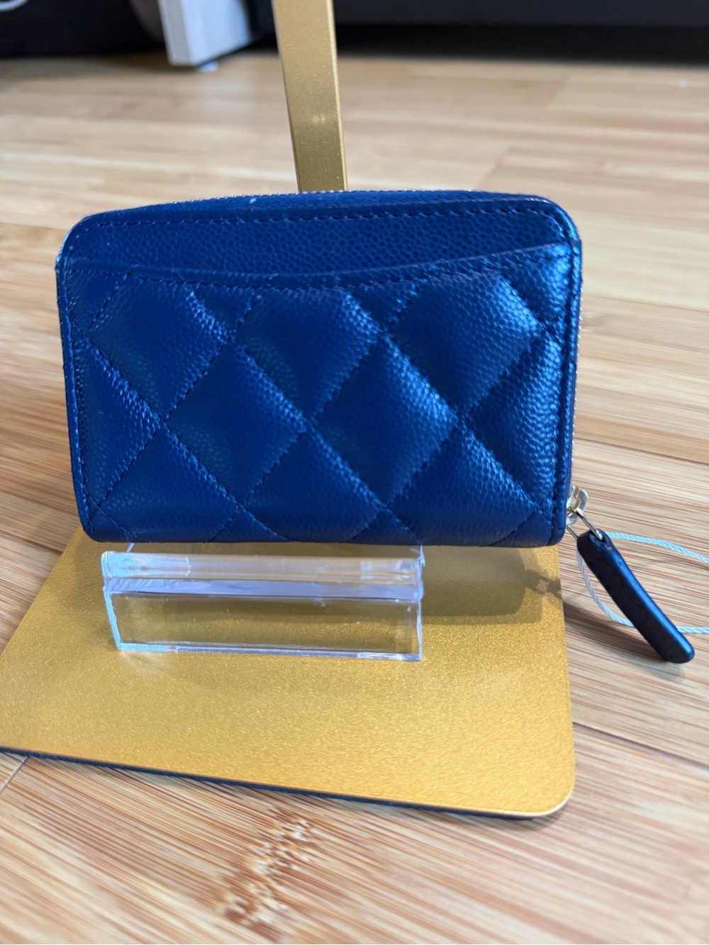 CHANEL Navy Quilted Caviar Leather Zipper Wallet  with Silver CC - Picture 11 of 11
